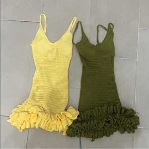 Women’s Ruffle Hem Mini Dress in Yellow and Olive